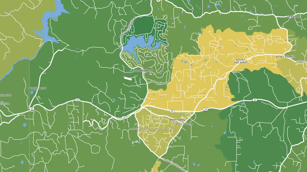 Penn Valley, CA Map of Theft Rates