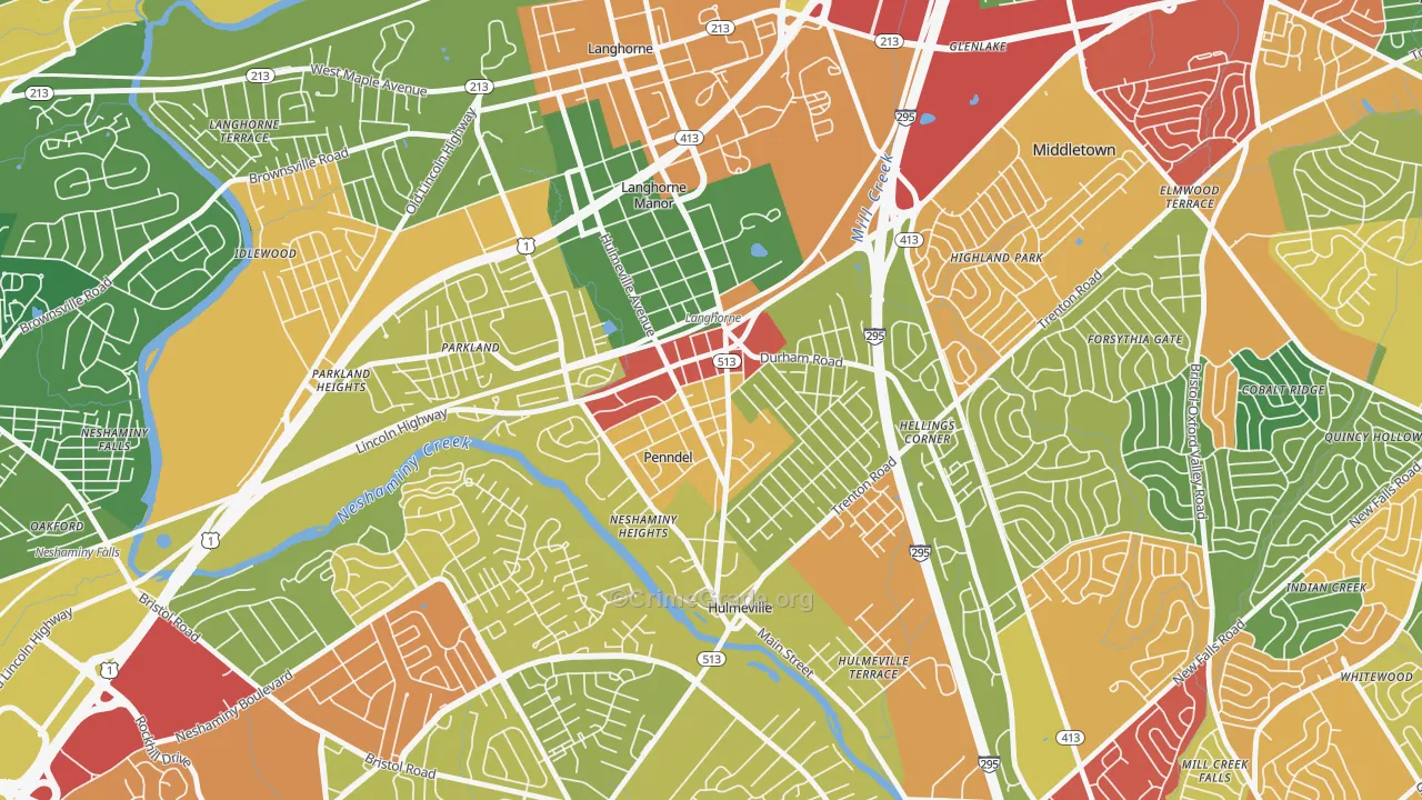 Penndel, PA Map of Theft Rates