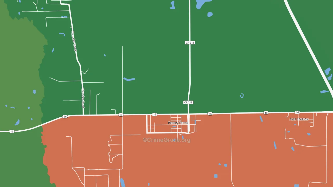 Penney Farms, FL Map of Theft Rates