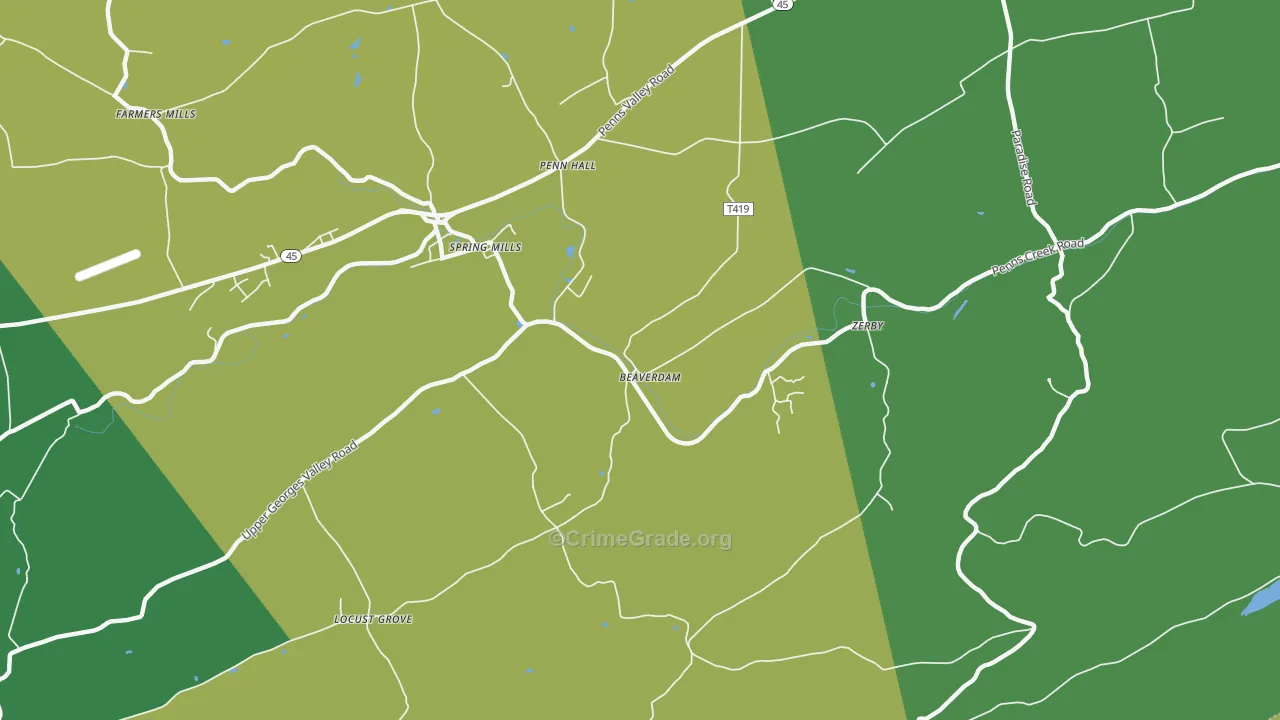 Pennhall, PA Map of Theft Rates