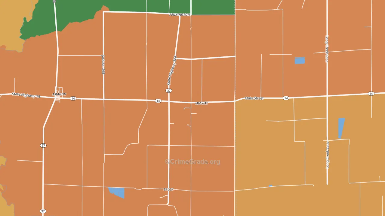 Pennington, AR Map of Theft Rates
