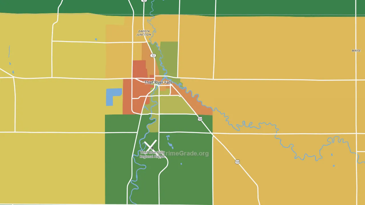 Pennington County, MN Map of Theft Rates
