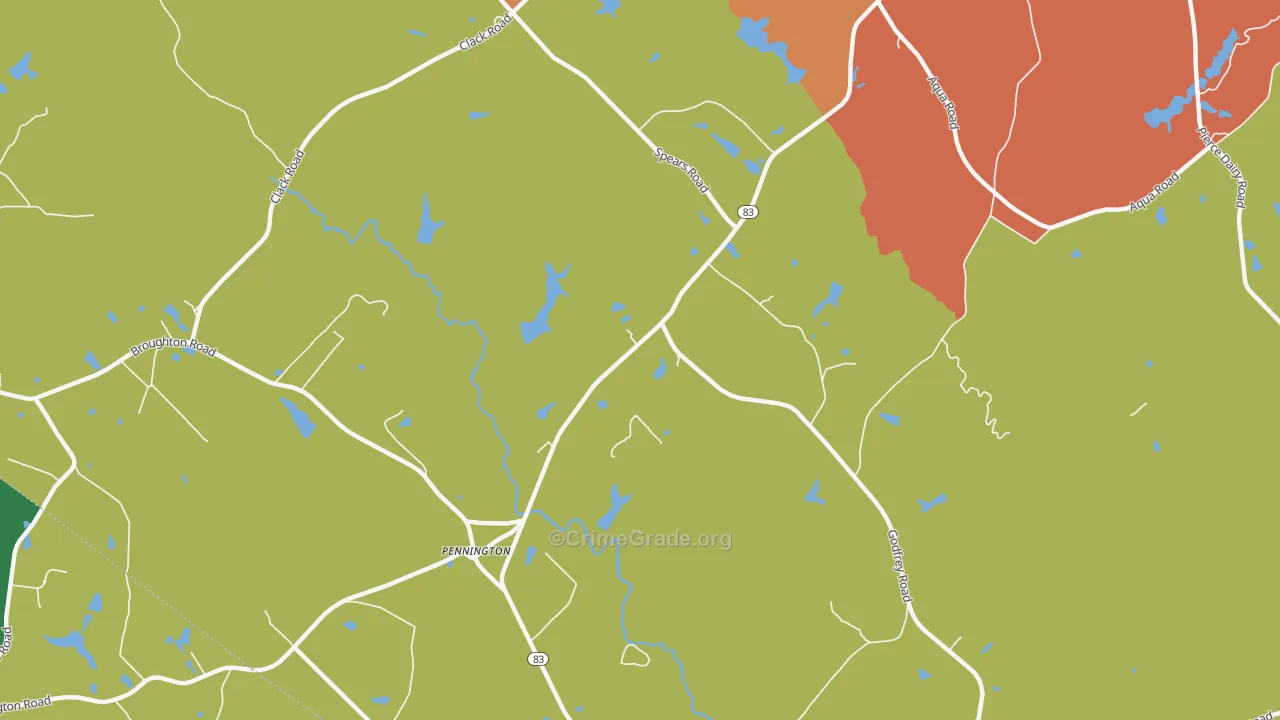 Pennington, GA Map of Theft Rates