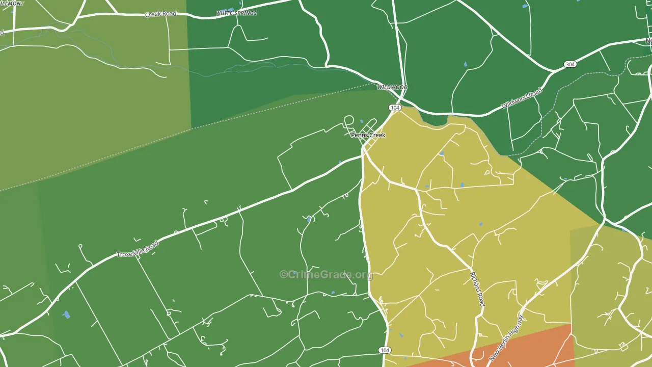 Penns Creek, PA Map of Theft Rates