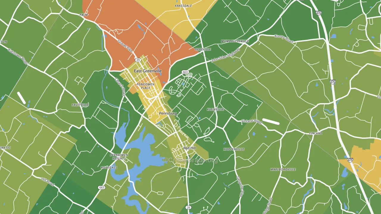 Pennsburg, PA Map of Theft Rates
