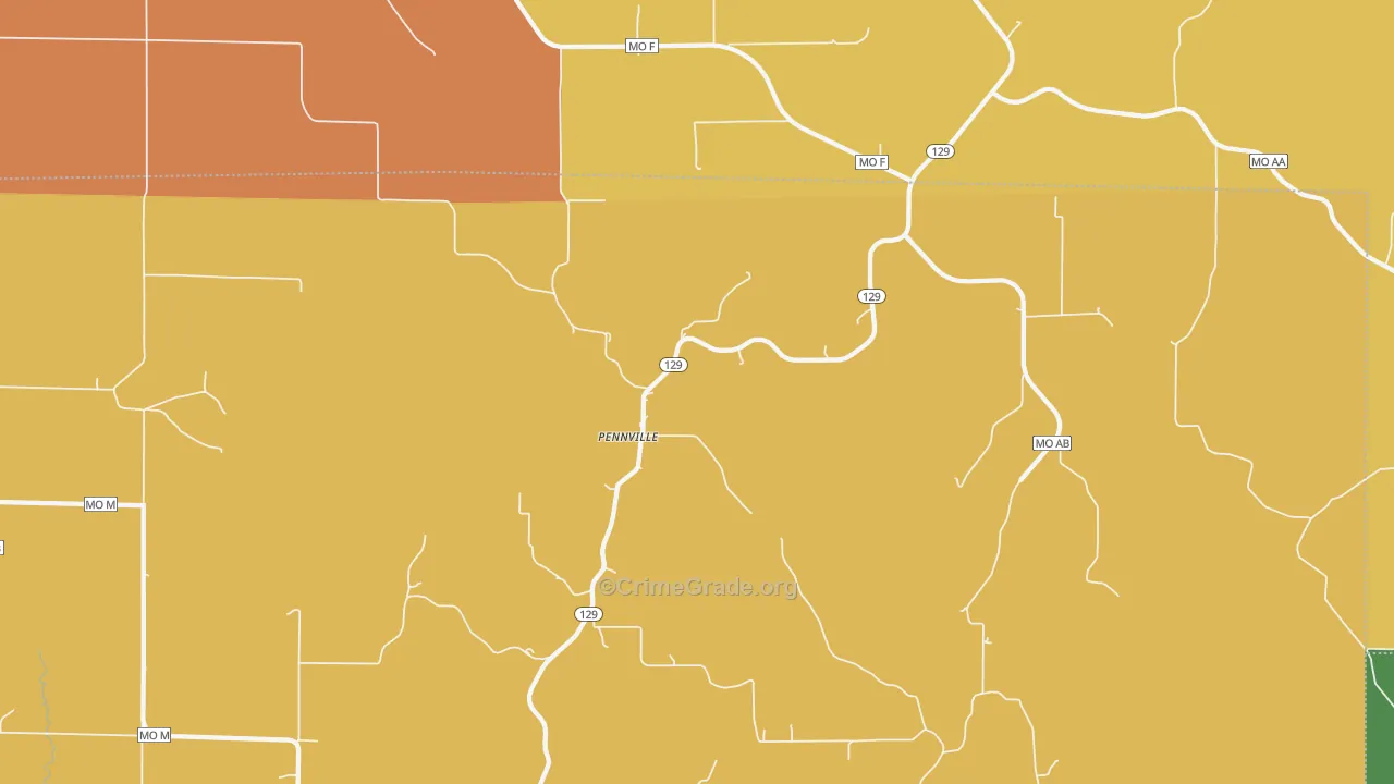 Pennville, MO Map of Theft Rates