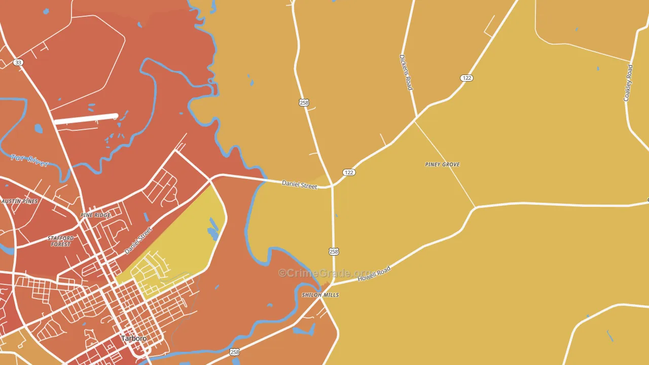 Penny Hill, NC Map of Theft Rates