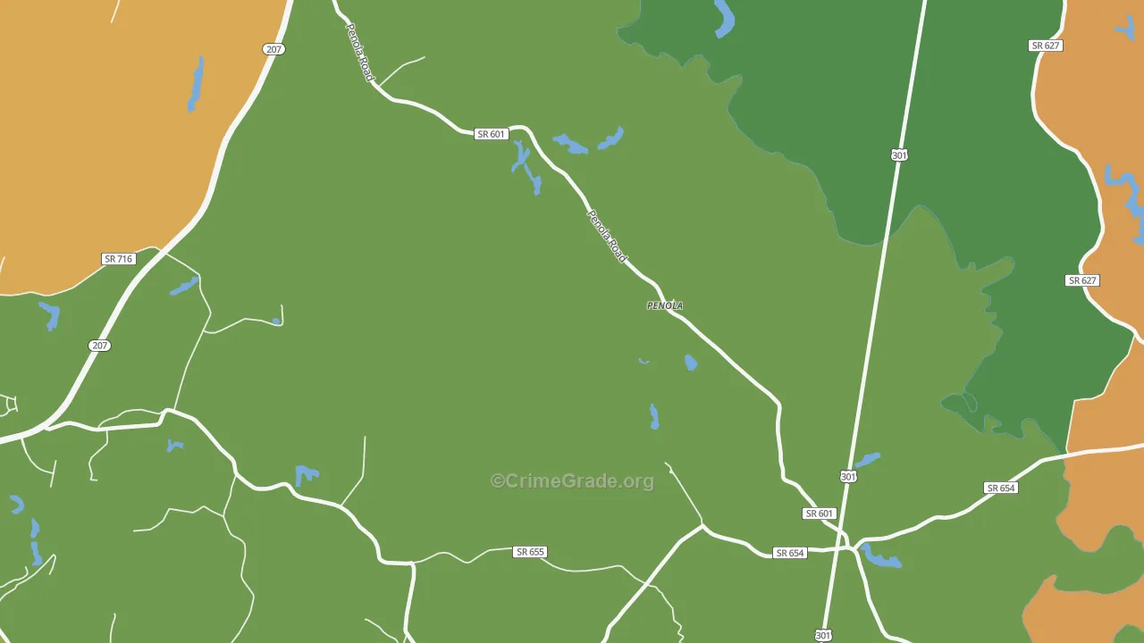 Penola, VA Map of Theft Rates