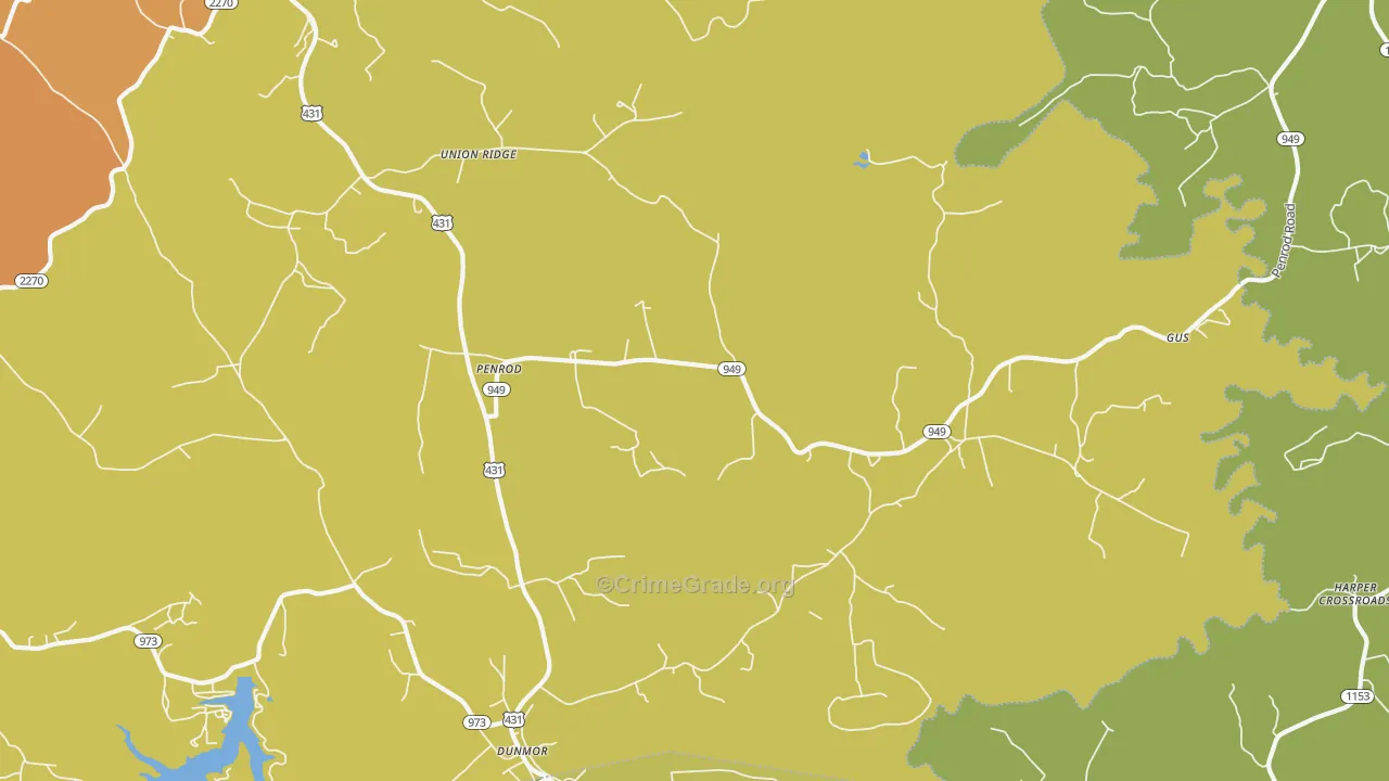 Penrod, KY Map of Theft Rates