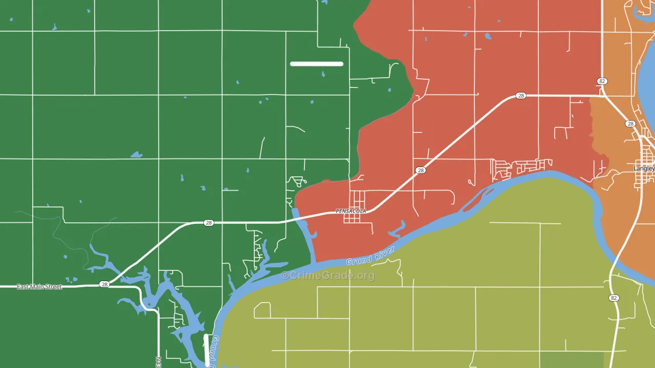 Pensacola, OK Map of Theft Rates
