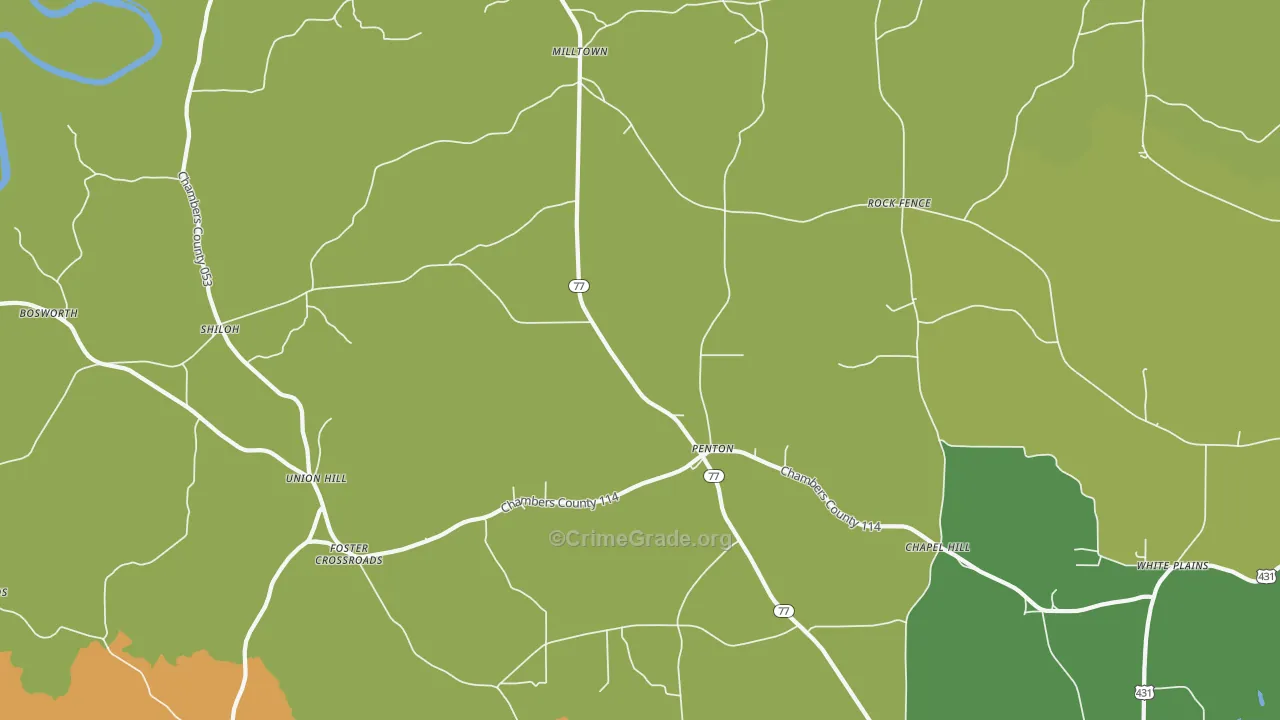 Penton, AL Map of Theft Rates