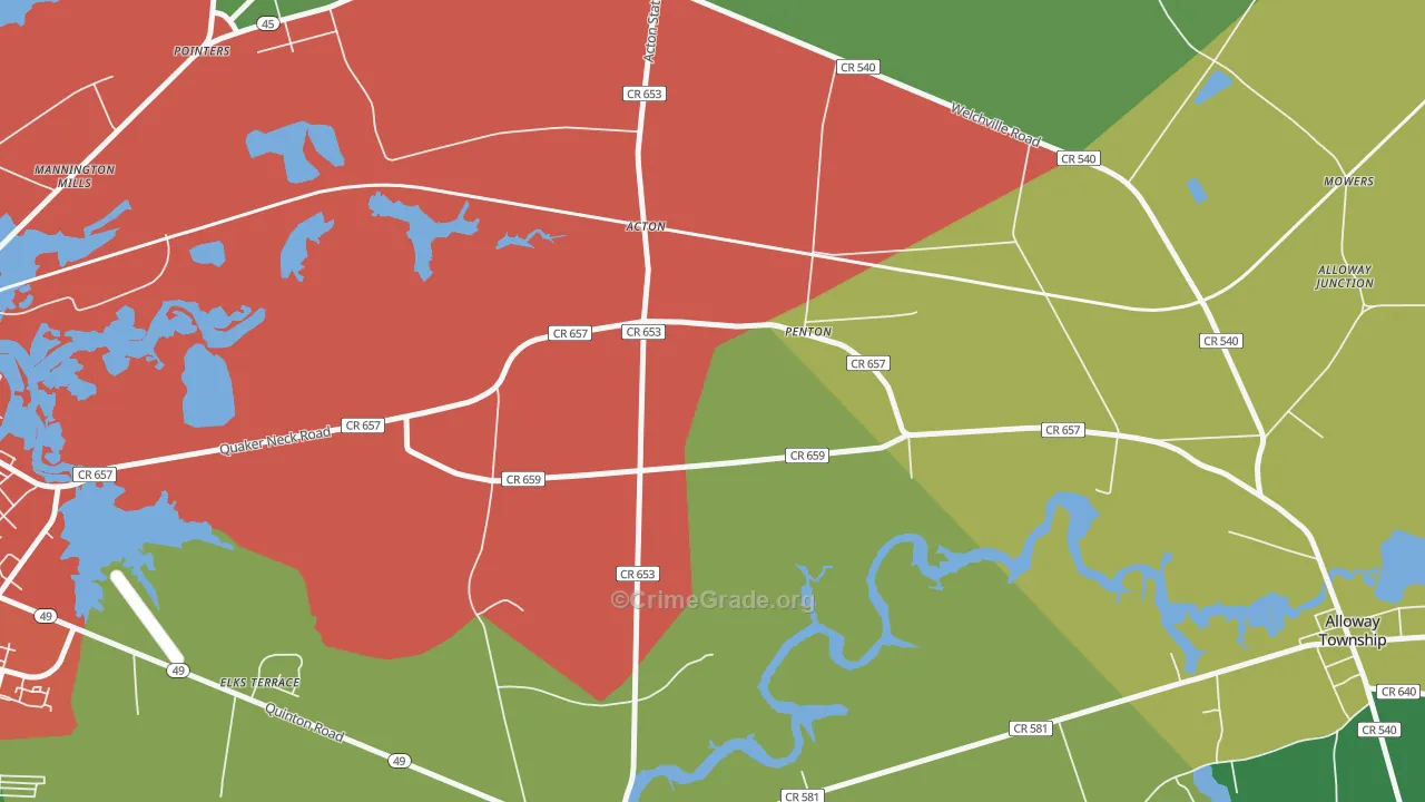Penton, NJ Map of Theft Rates