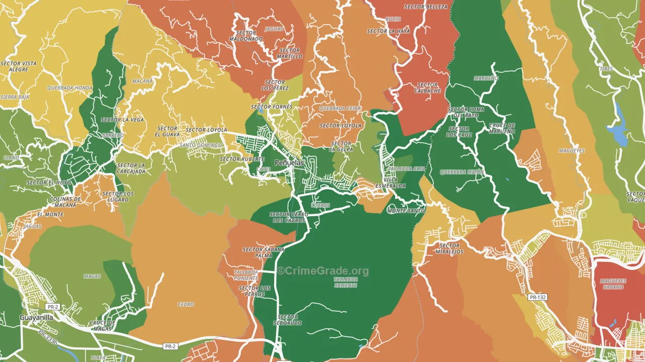 Penuelas, PR Map of Theft Rates