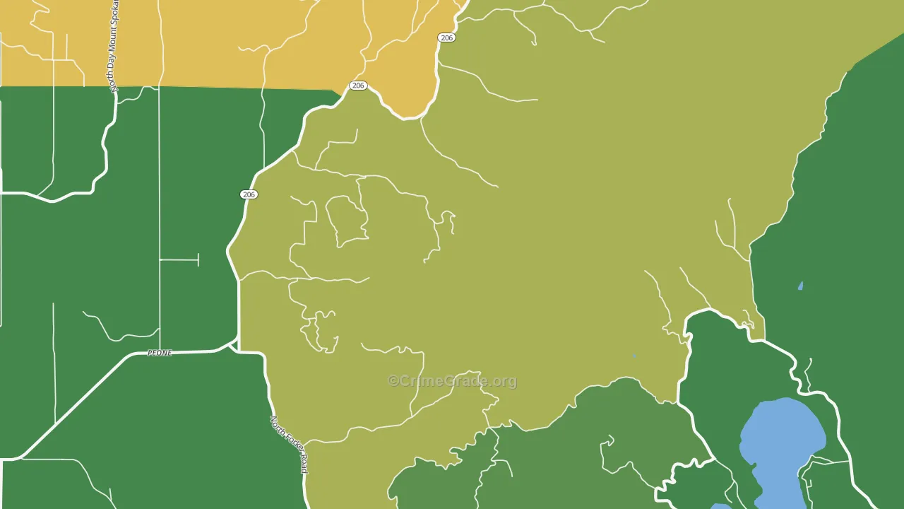 Peone, WA Map of Theft Rates