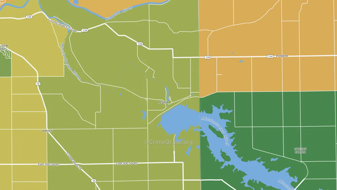 Peoria, IN Map of Theft Rates