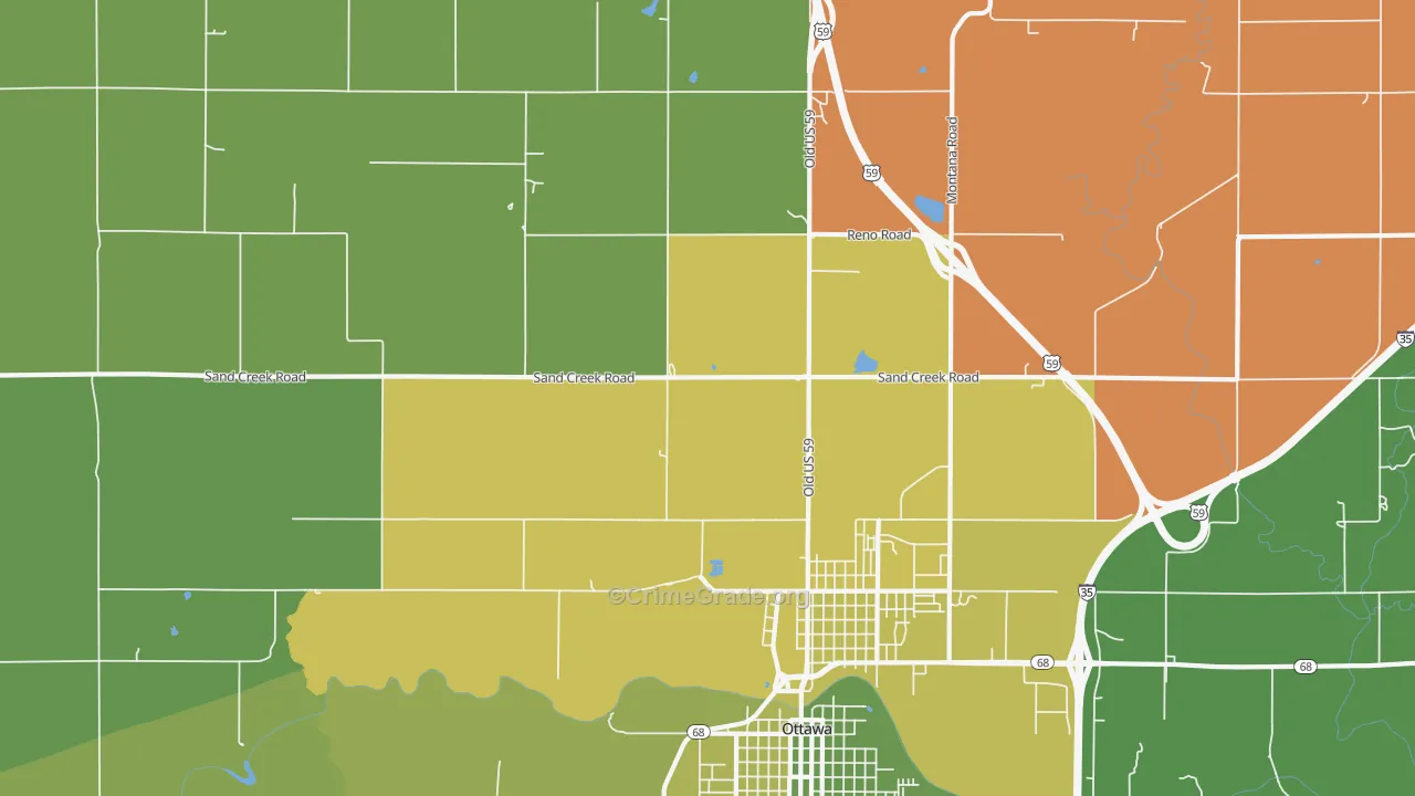 Peoria, KS Map of Theft Rates