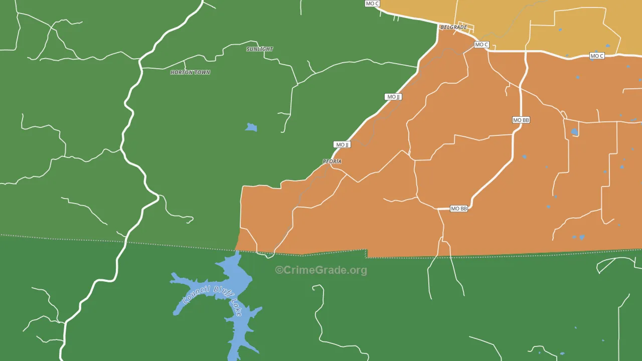Peoria, MO Map of Theft Rates