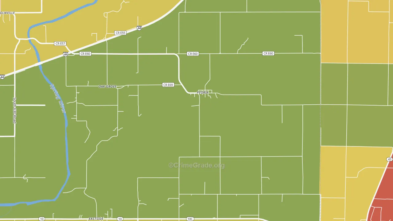 Peoria, OK Map of Theft Rates
