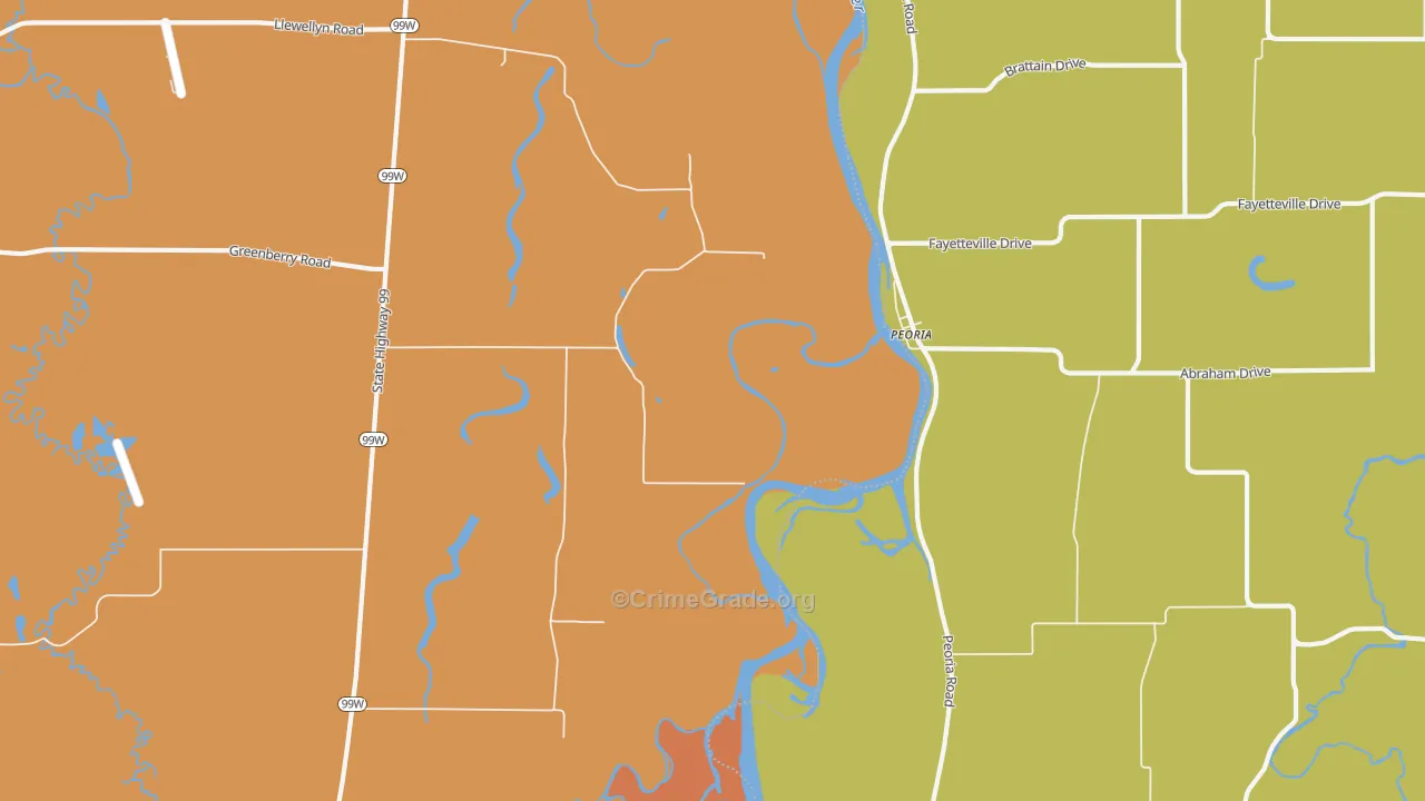 Peoria, OR Map of Theft Rates