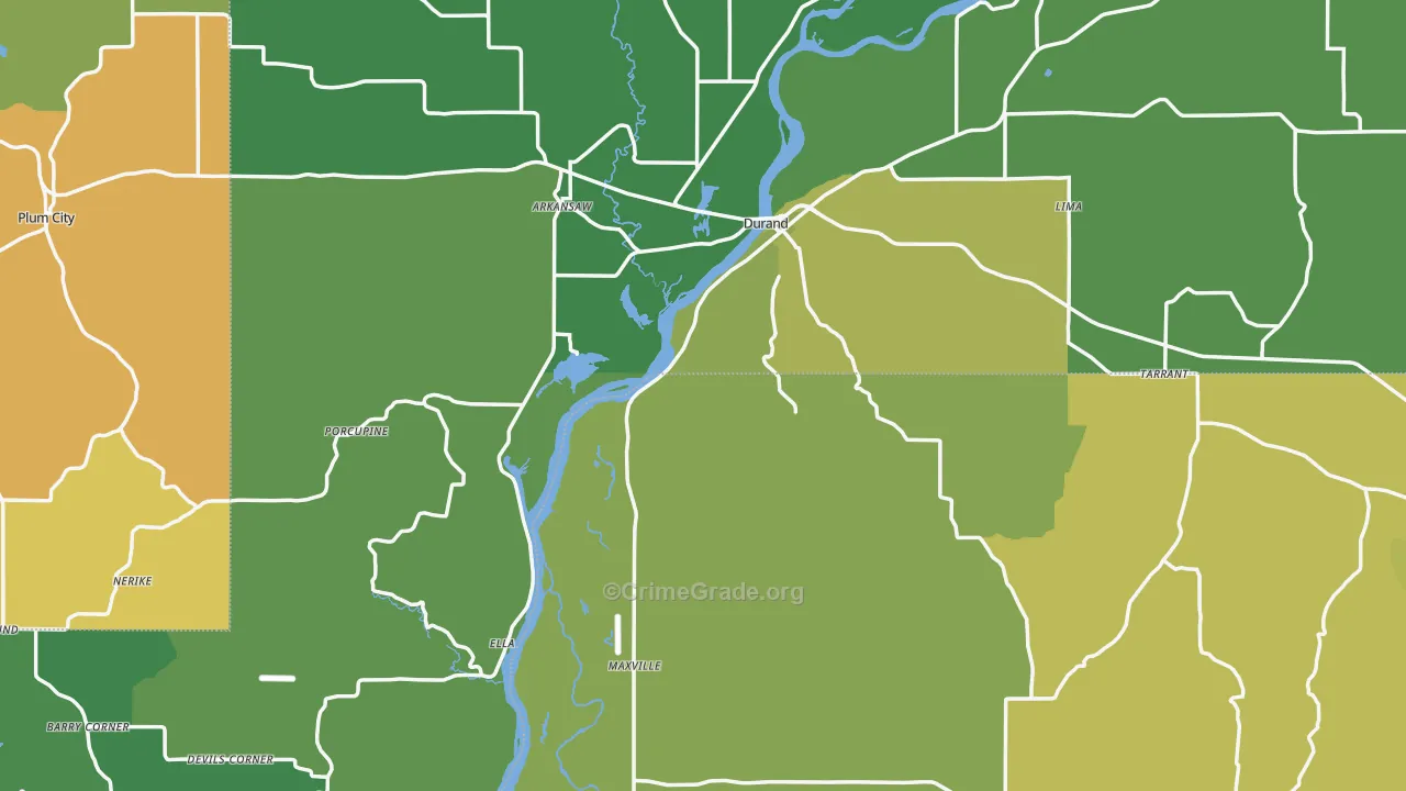 Pepin County, WI Map of Theft Rates