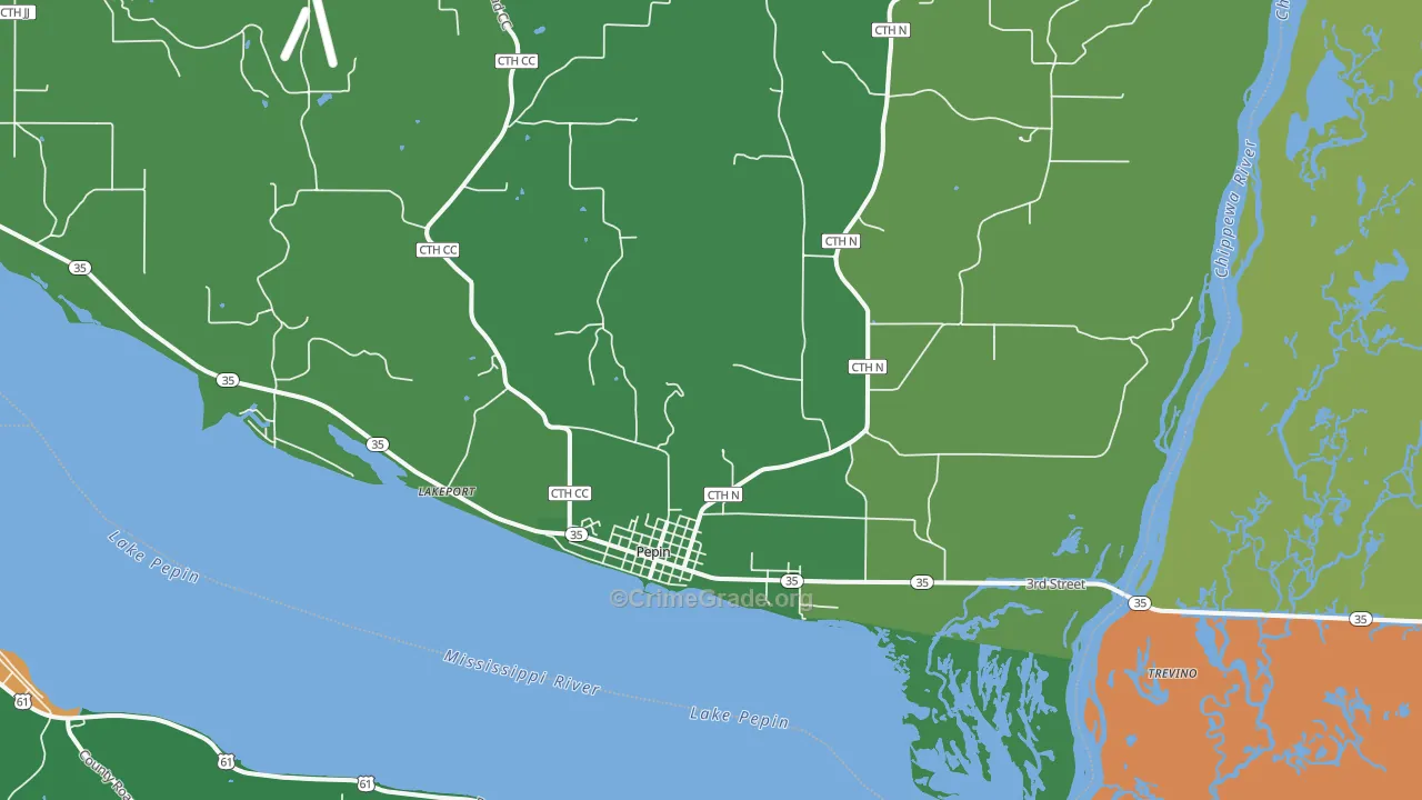 Pepin, WI Map of Theft Rates