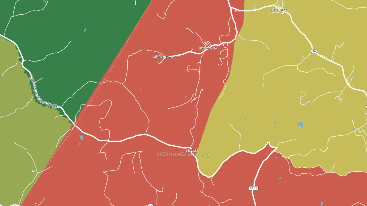Pepper, WV Map of Theft Rates