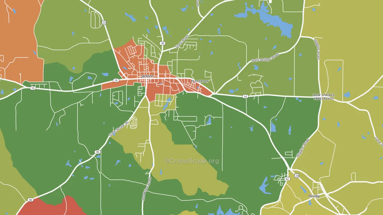 Pepperton, GA Map of Theft Rates