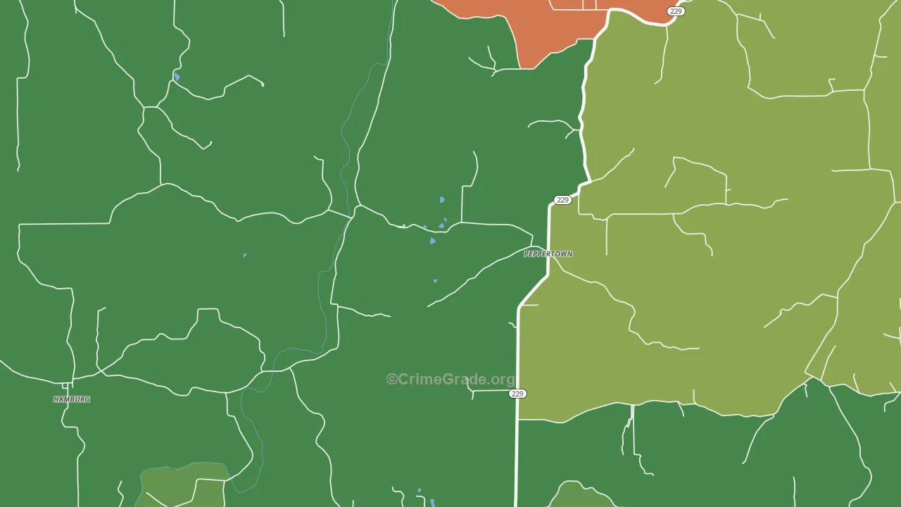 Peppertown, IN Map of Theft Rates