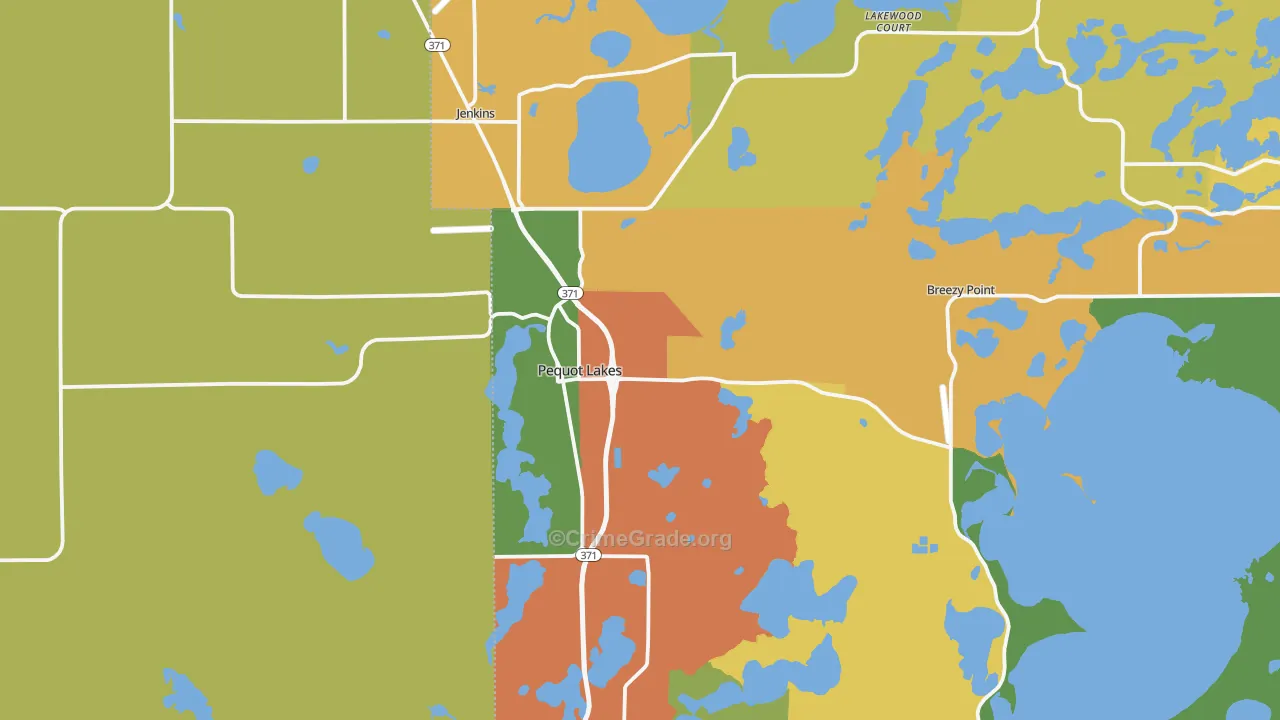 Pequot Lakes, MN Map of Theft Rates