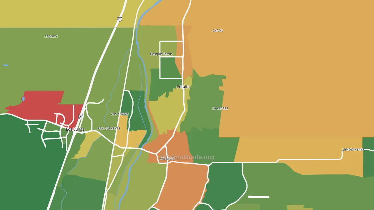 Peralta, NM Map of Theft Rates