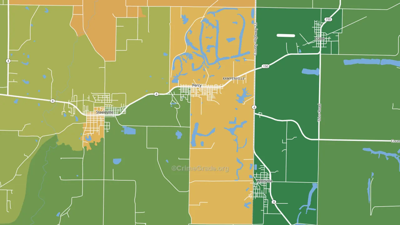 Percy, IL Map of Theft Rates