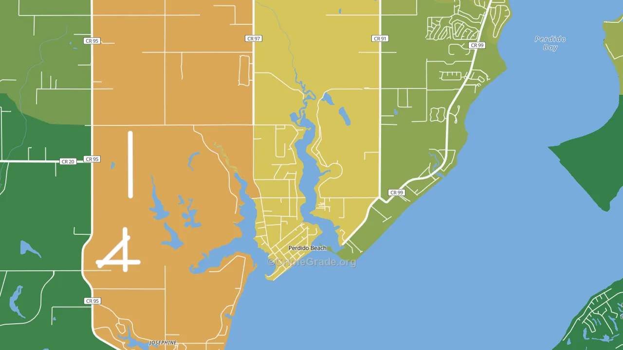 Perdido Beach, AL Map of Theft Rates
