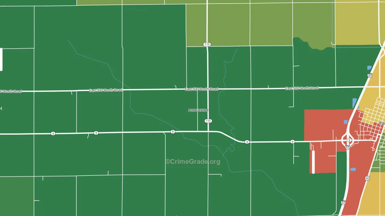 Perdueville, IL Map of Theft Rates