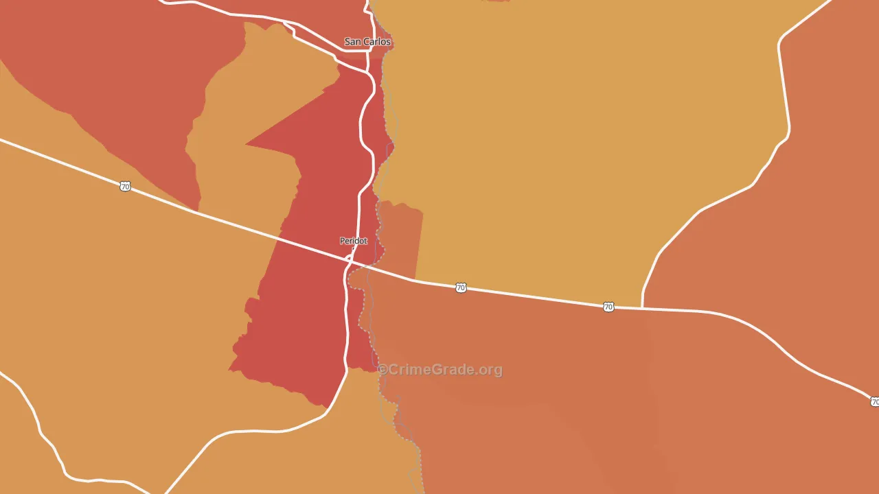 Peridot, AZ Map of Theft Rates