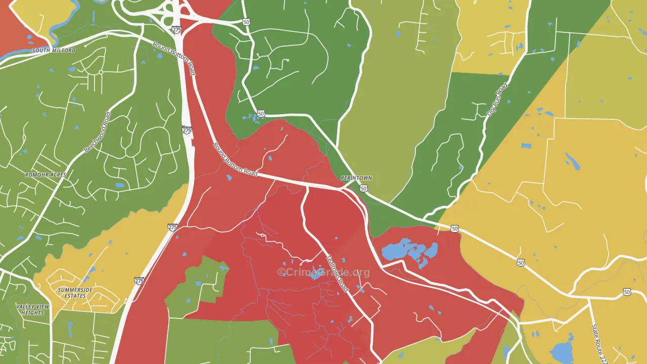 Perintown, OH Map of Theft Rates
