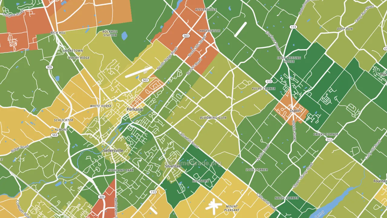 Perkasie, PA Map of Theft Rates
