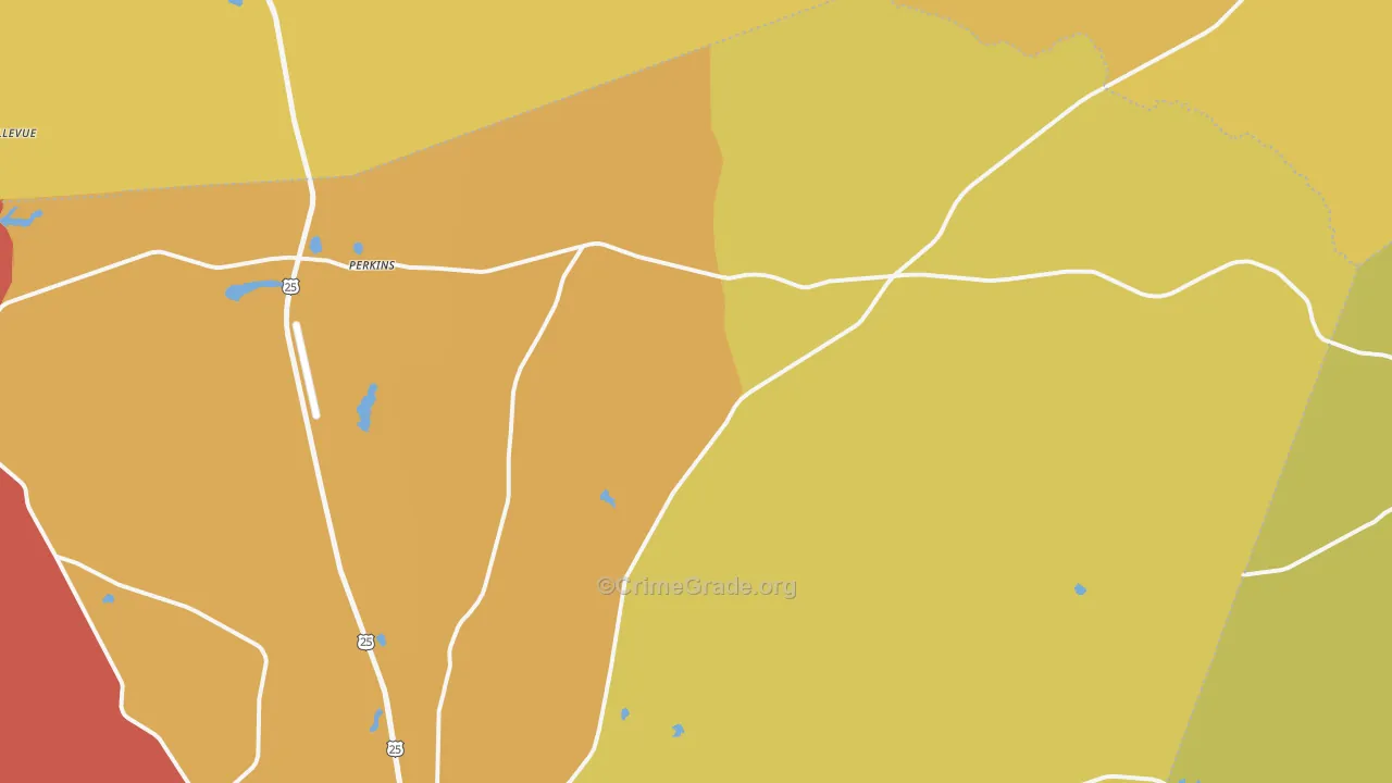 Perkins, GA Map of Theft Rates