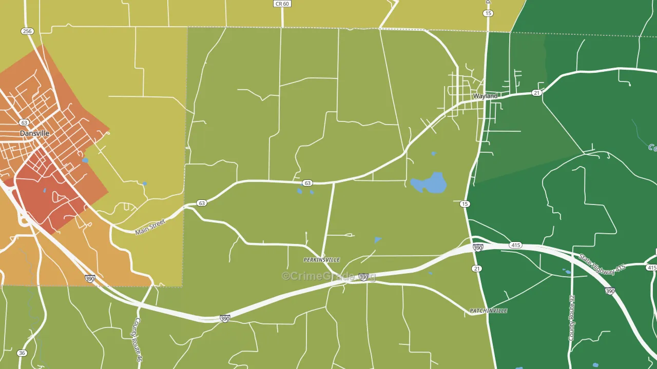 Perkinsville, NY Map of Theft Rates