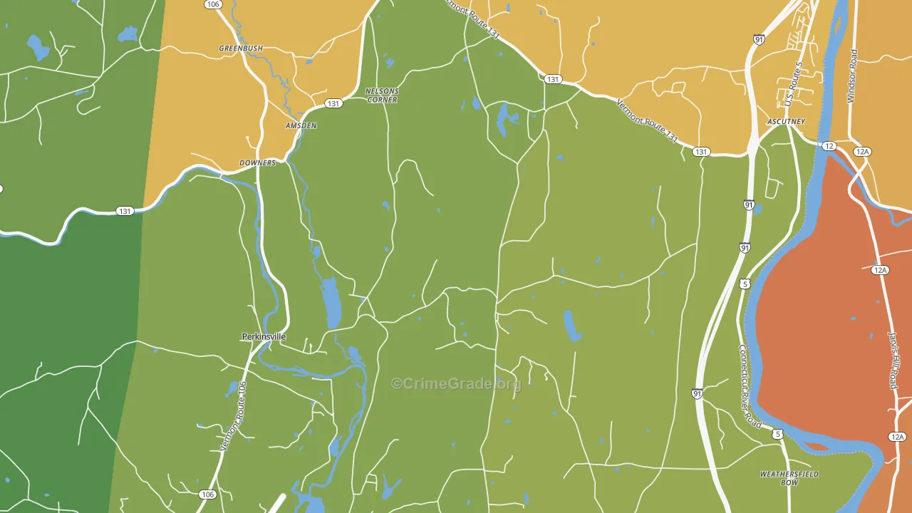 Perkinsville, VT Map of Theft Rates