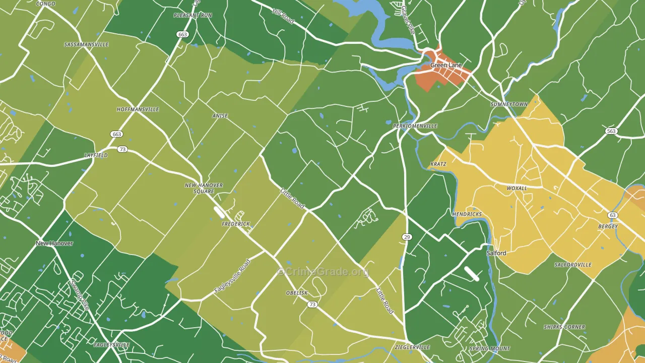 Perkiomenville, PA Map of Theft Rates