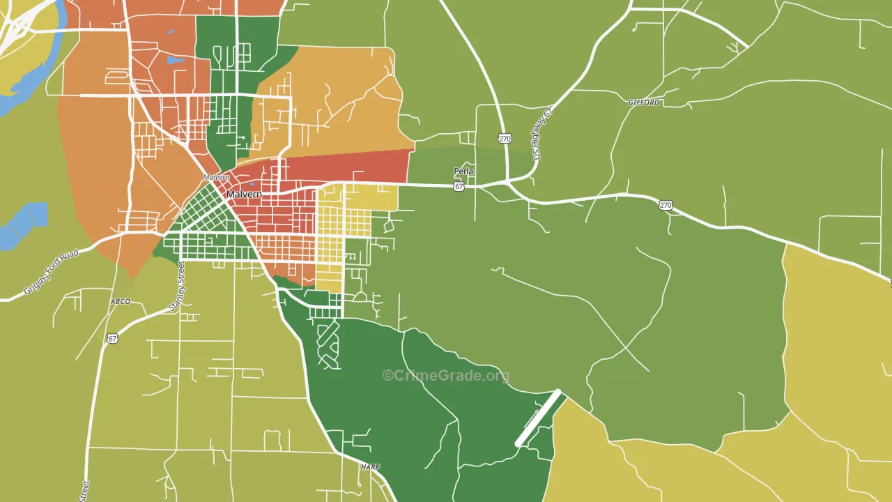 Perla, AR Map of Theft Rates