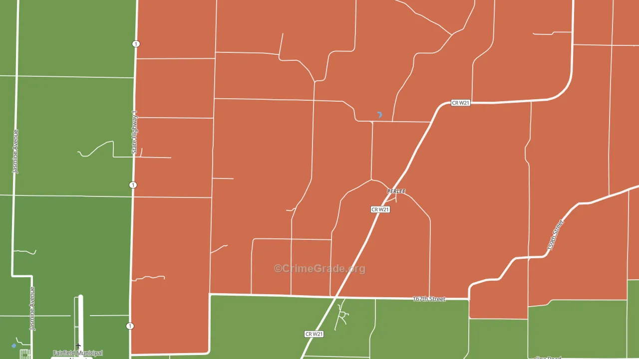 Perlee, IA Map of Theft Rates