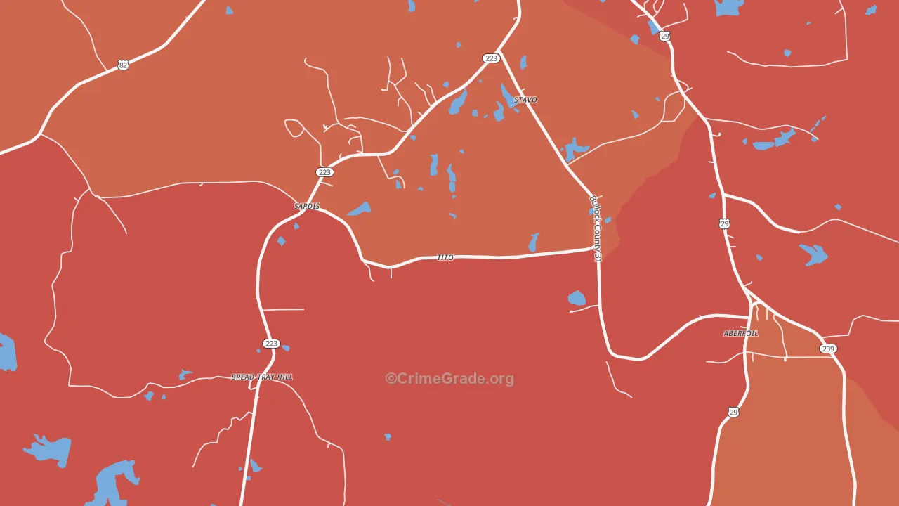 Perote, AL Map of Theft Rates
