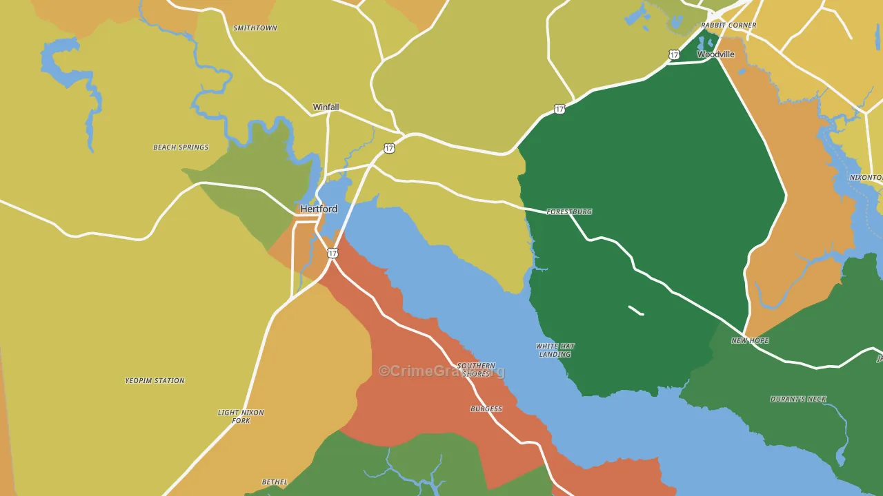 Perquimans County, NC Map of Theft Rates