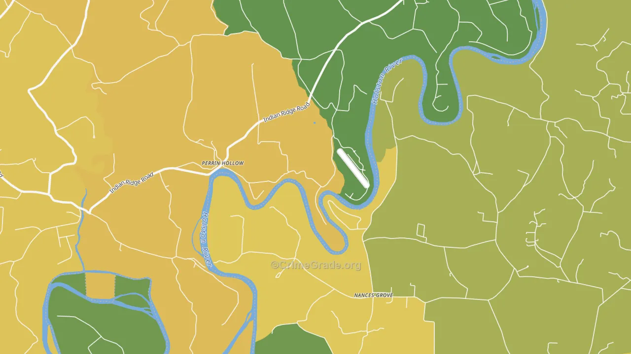 Perrin Hollow, TN Map of Theft Rates