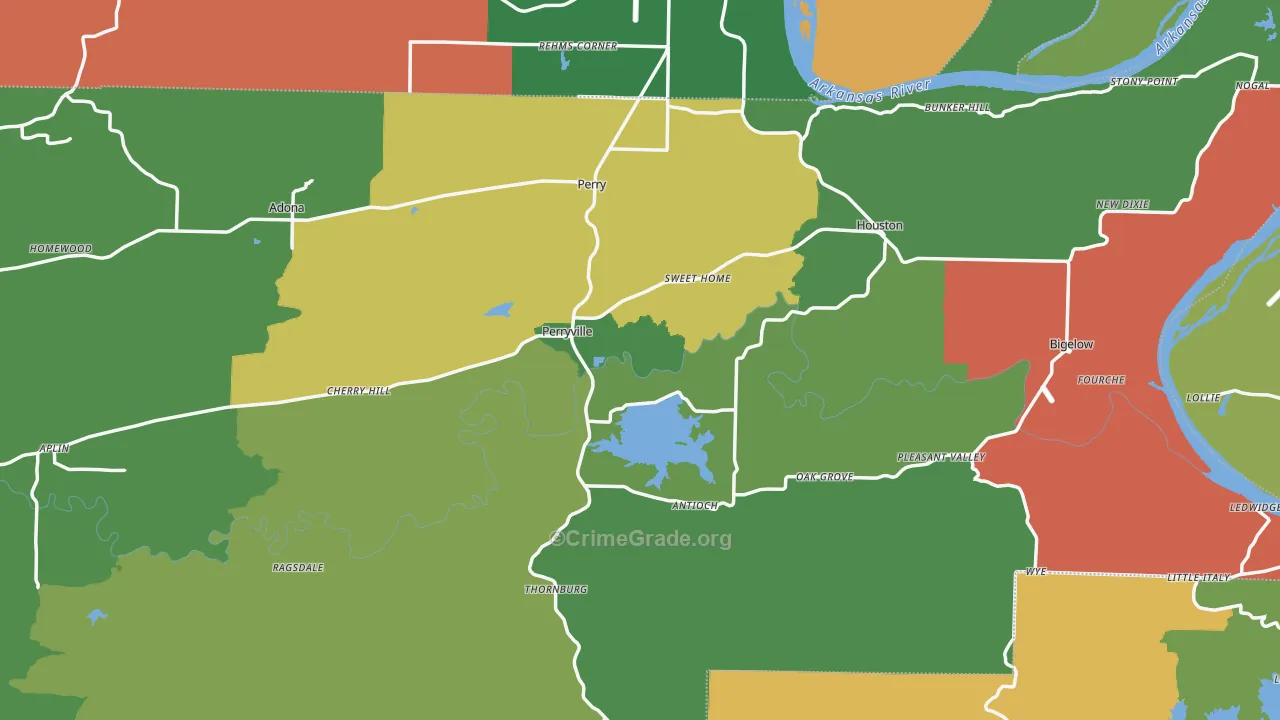 Perry County, AR Map of Theft Rates