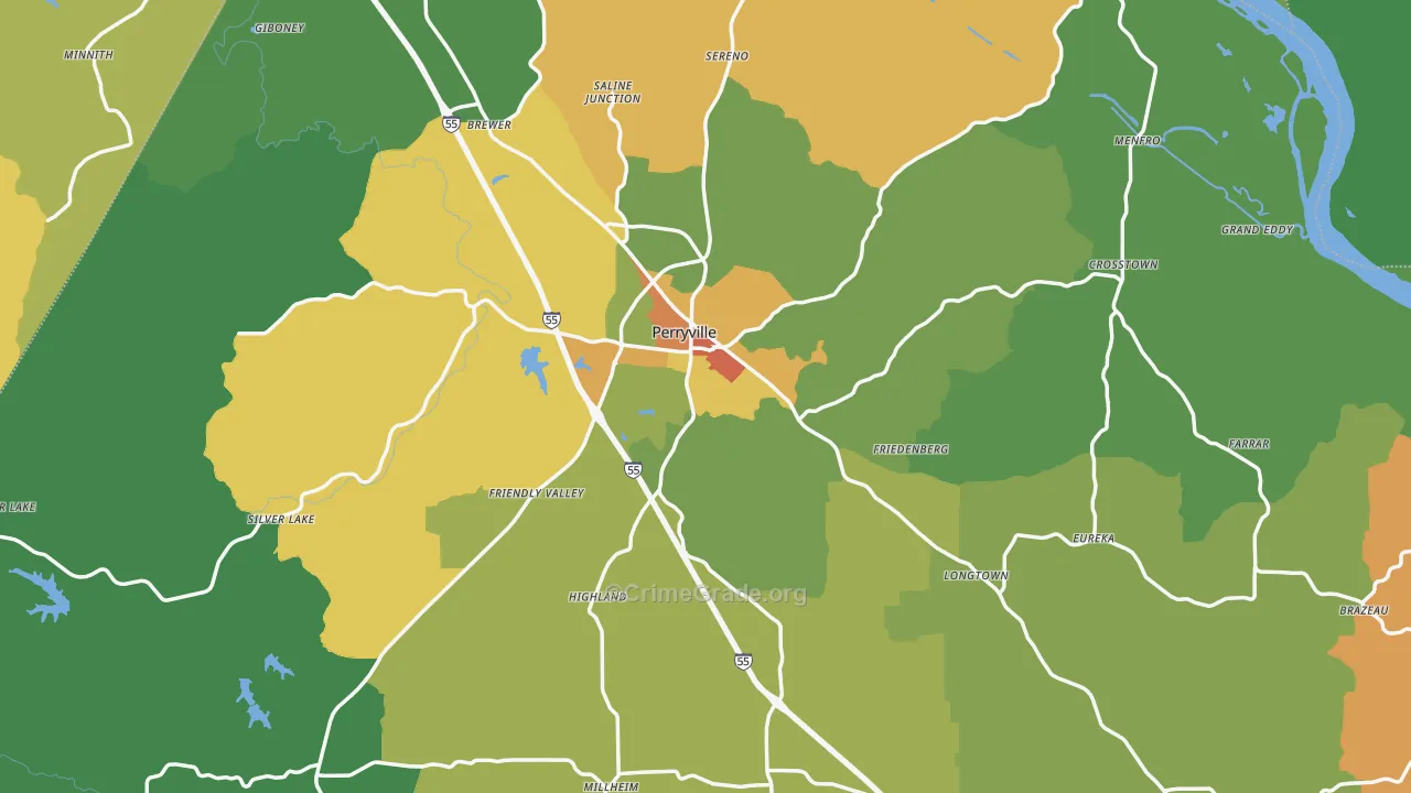 Perry County, MO Map of Theft Rates