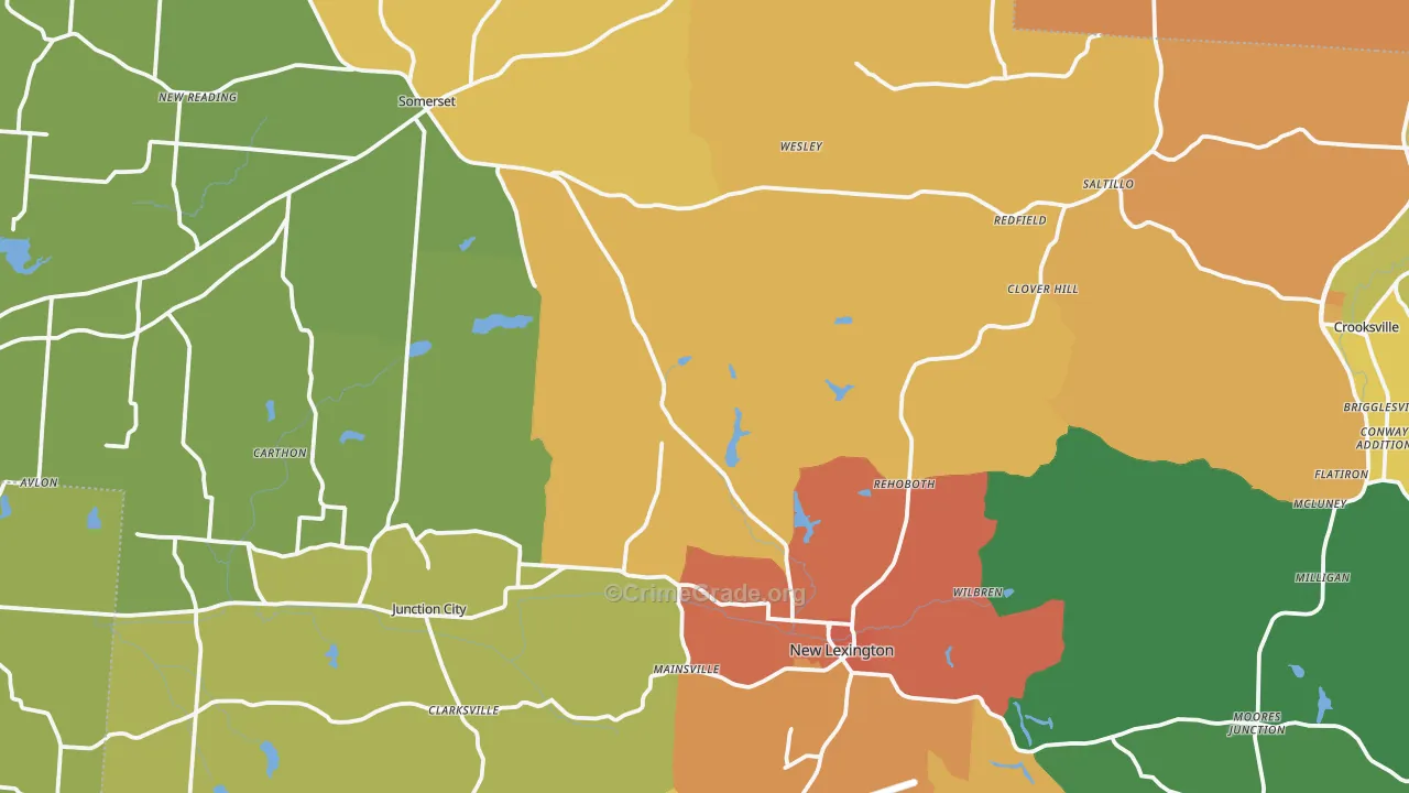 Perry County, OH Map of Theft Rates
