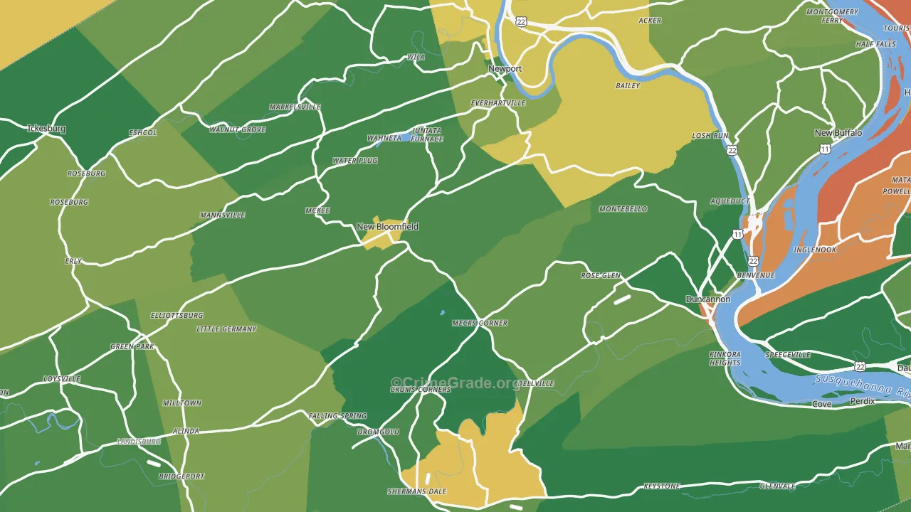 Perry County, PA Map of Theft Rates