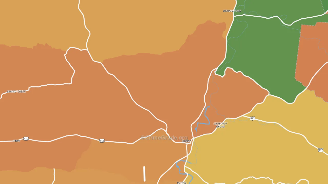 Perry County, TN Map of Theft Rates